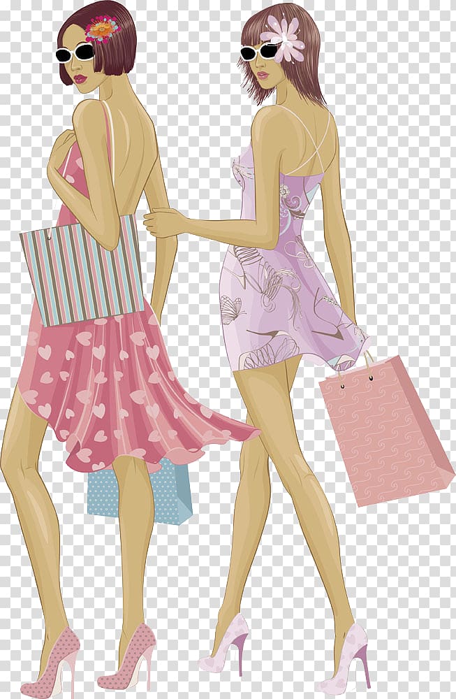 Shopping illustration Illustration, Cartoon Women transparent background PNG clipart