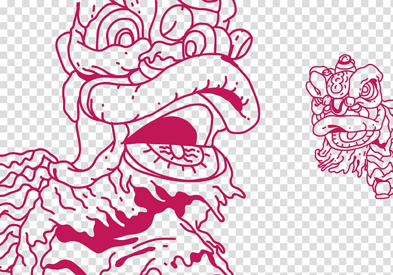 Lion dance Visual arts , Red Lion transparent background PNG clipart