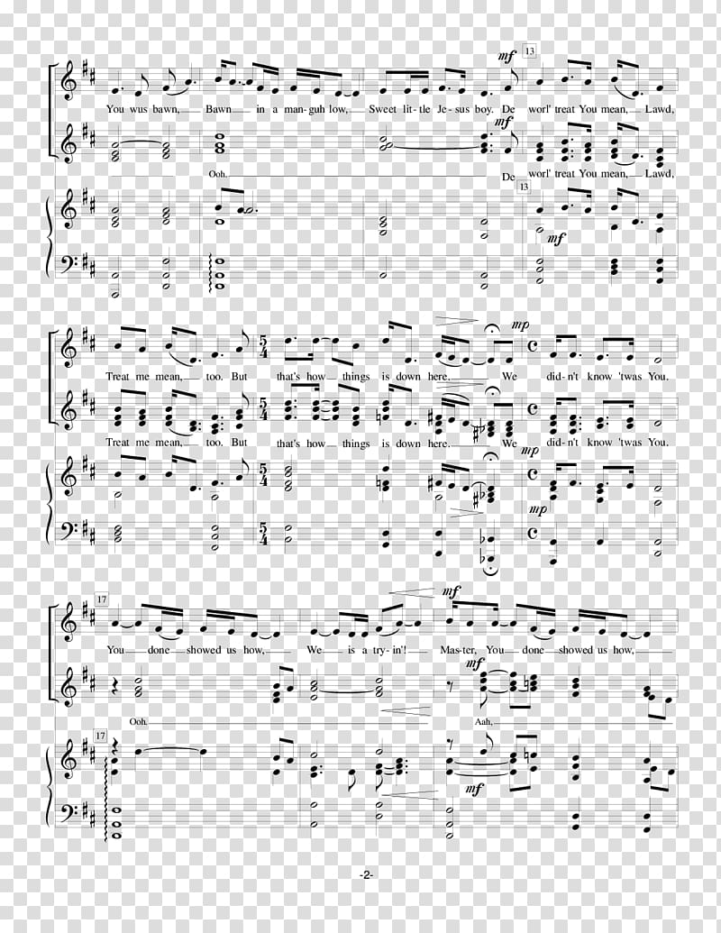 Sheet Music Choir Sweet Little Jesus Boy Song, sheet music transparent background PNG clipart
