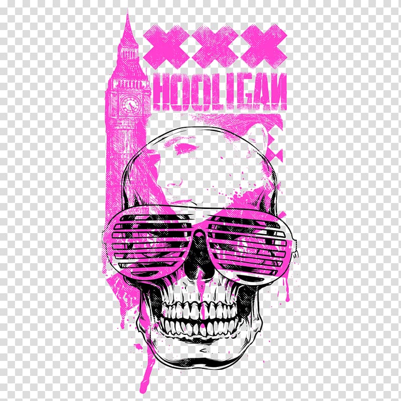 pink Hooligan illustration, Printed T-shirt Hoodie Long-sleeved T-shirt, t-shirt transparent background PNG clipart