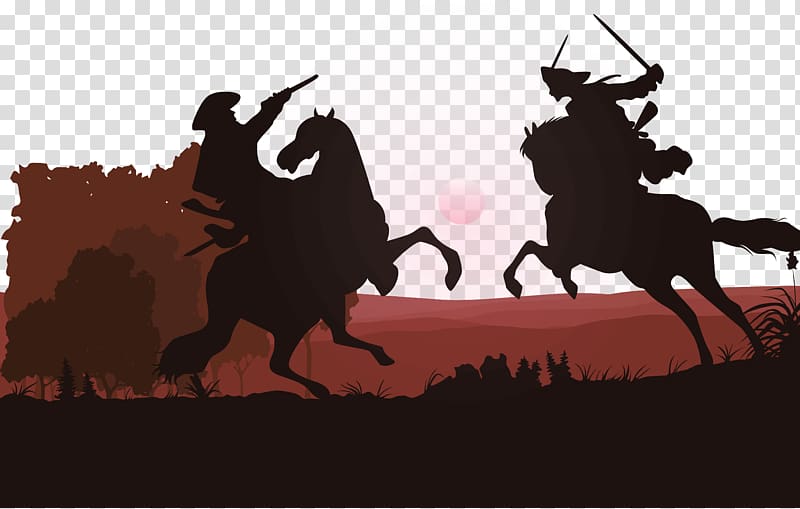 Horse Euclidean Silhouette, Knight duel transparent background PNG clipart