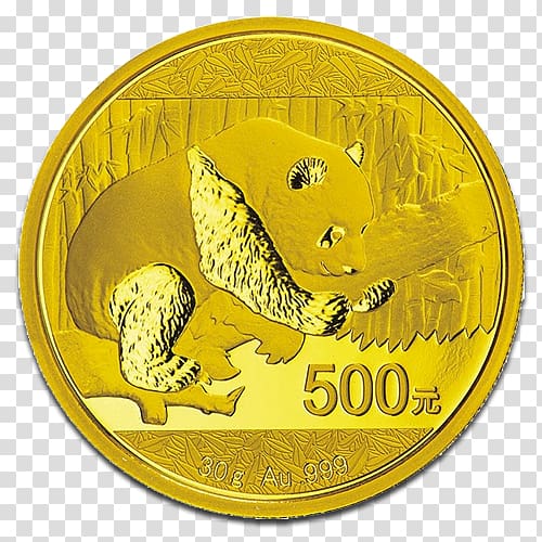 Chinese Gold Panda Bullion coin Gold coin, chinese gold coins transparent background PNG clipart