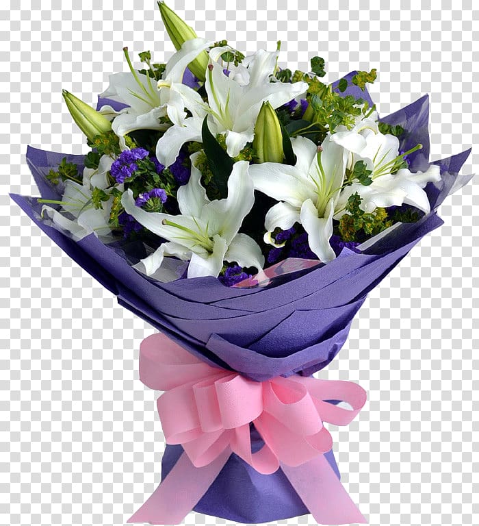 Paper Taobao Flower JD.com Lilium, White Lily Bouquet physical map transparent background PNG clipart