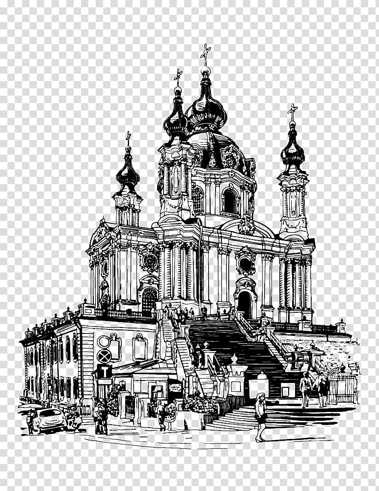 Kiev Drawing Eastern Orthodox Church Illustration, church landscape painting transparent background PNG clipart