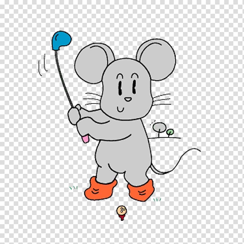 Computer mouse Golf ball Golf club, Mouse playing golf transparent background PNG clipart