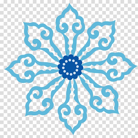 Axial symmetry Circle Motif, Blue Snowflake transparent background PNG clipart