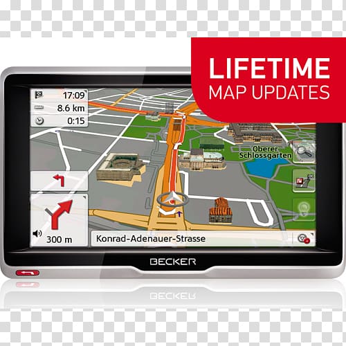 GPS Navigation Systems Car Automotive navigation system Becker Active 5 LMU Plus, Automotive GPS navigator, 5 in colour, 800 x 480 pixels, widescreen, car transparent background PNG clipart