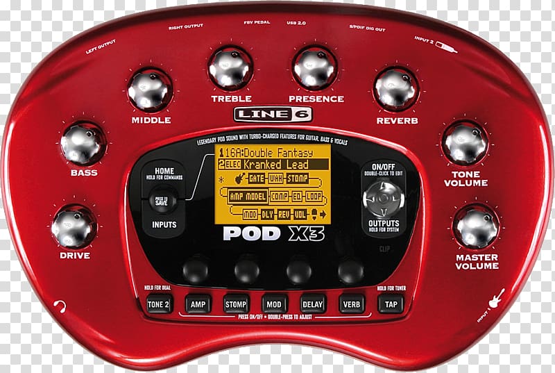 Guitar amplifier Pod Line 6 Effects Processors & Pedals, guitar transparent background PNG clipart