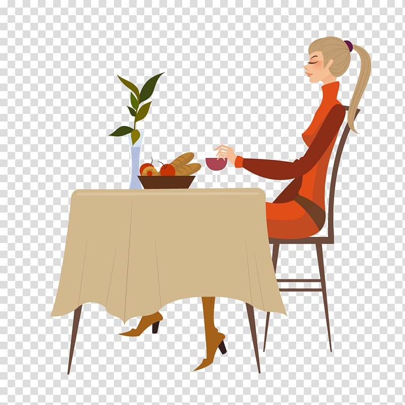 Wine cellar , Girl at the table drinking wine transparent background PNG clipart