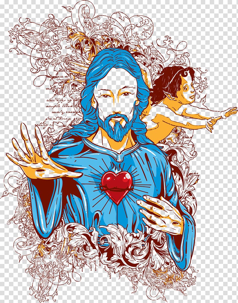 Jesus Christ illustration, Jesus T-shirt Illustration, Jesus Angel printing transparent background PNG clipart