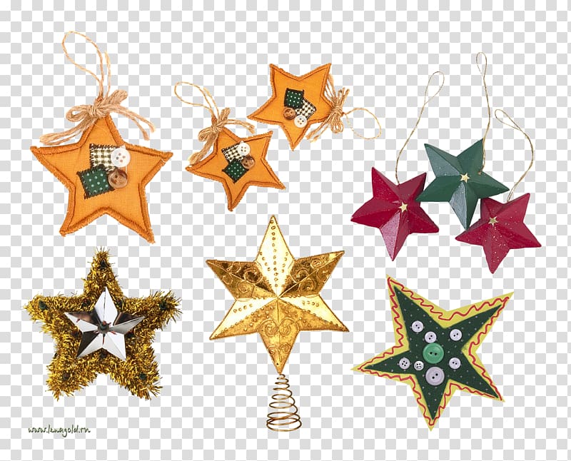 Christmas ornament New Year Star , colored stars transparent background PNG clipart