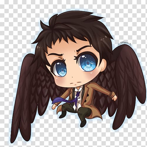 Castiel Dean Winchester Drawing Fan art Chibi, Chibi transparent background PNG clipart