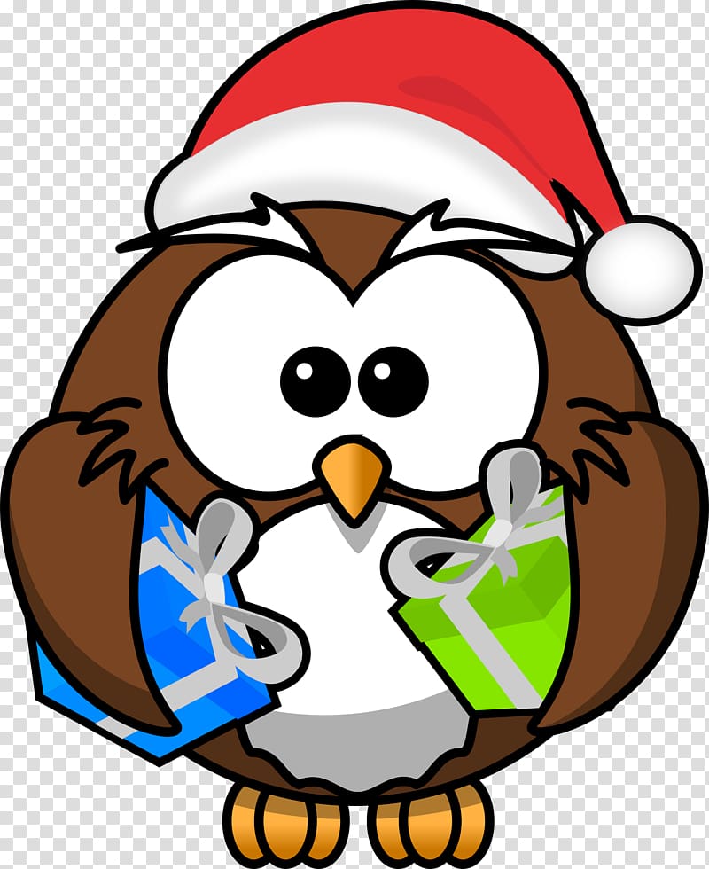 Owl Santa Claus Christmas Cartoon , owl transparent background PNG clipart