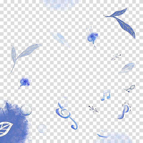 Blue Musical note, Hand painted blue color floating notes transparent background PNG clipart