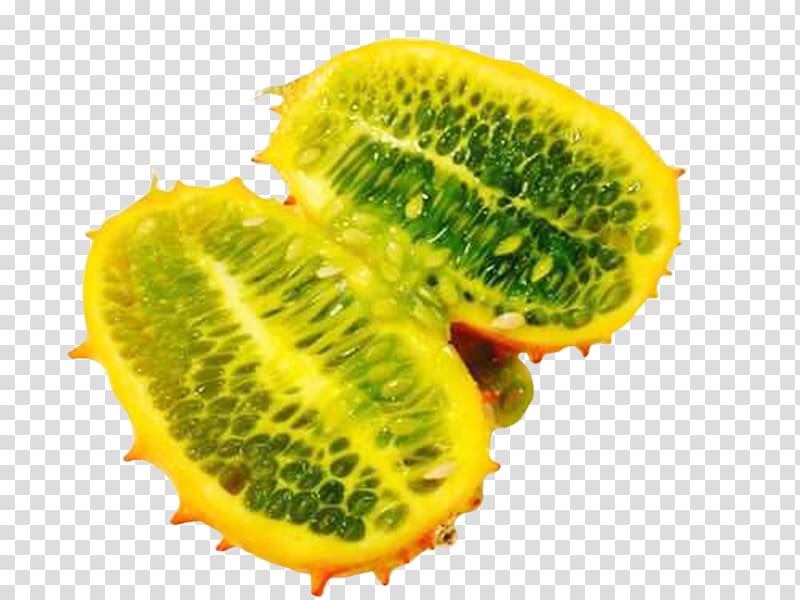 Horned melon Fruit Auglis, Horned melon halves transparent background PNG clipart