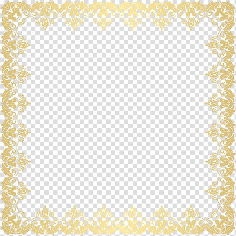 gold floral border , Yellow Area Placemat Pattern, Deco Border Frame transparent background PNG clipart