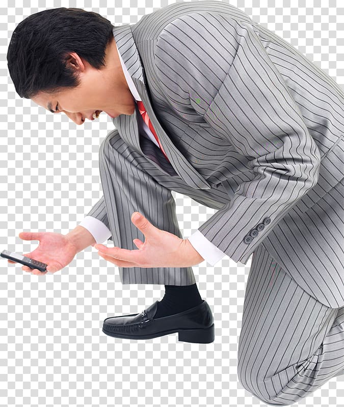 Mobile phone Kneeling Squatting position, Squatting to see the phone transparent background PNG clipart