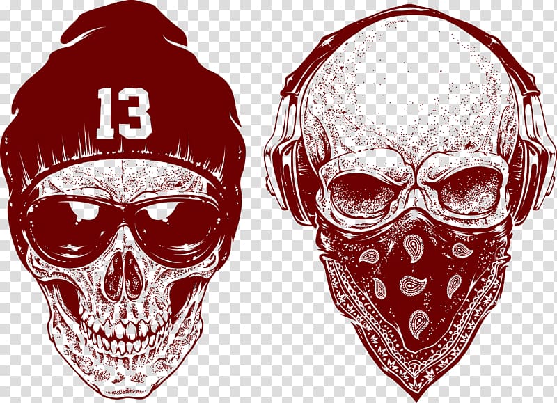 two red skulls illustration, Skull Euclidean Illustration, Dark red material Skull Tattoo Rebellion transparent background PNG clipart