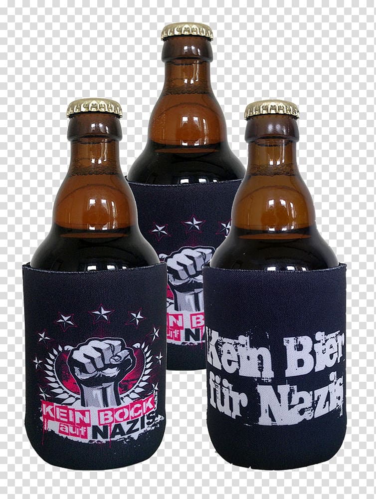Kein Bock auf Nazis Beer bottle T-shirt Glass bottle, Beer cooler transparent background PNG clipart