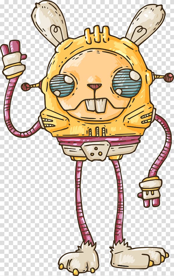 Robot Euclidean Cartoon Illustration, rabbit robot transparent background PNG clipart