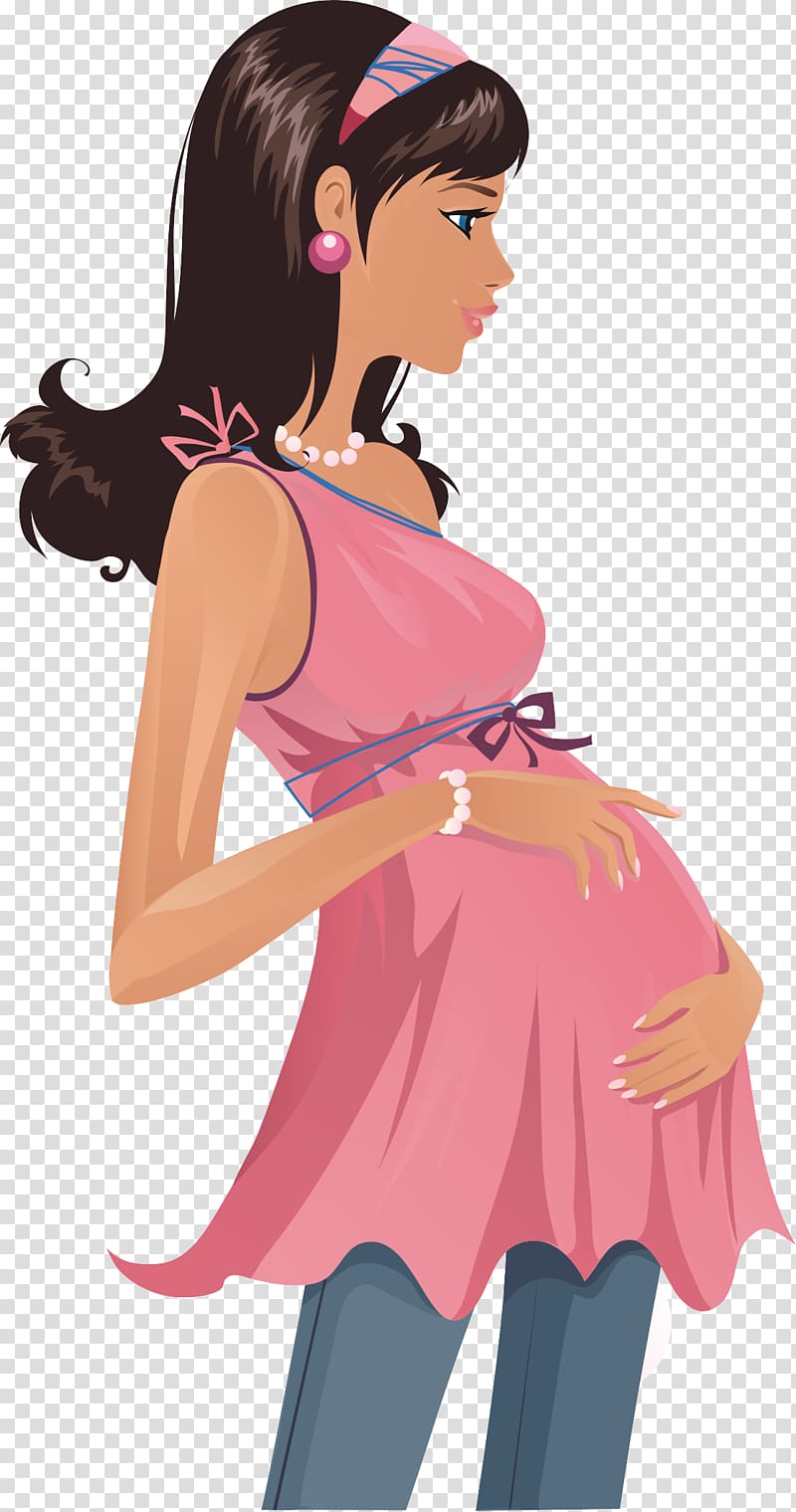 women's pink and gray dressed illustration, Teenage pregnancy Woman Pregnancy test, Pregnant woman transparent background PNG clipart