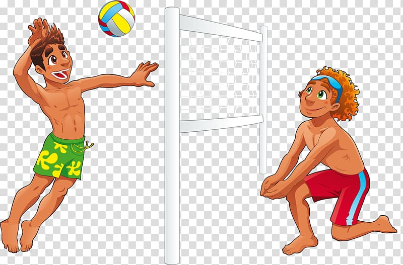 Beach volleyball , Boy playing volleyball transparent background PNG clipart