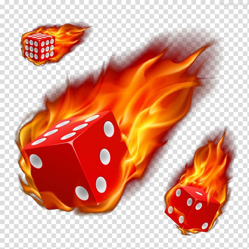 Dice Fire Illustration, Red flame dice transparent background PNG clipart