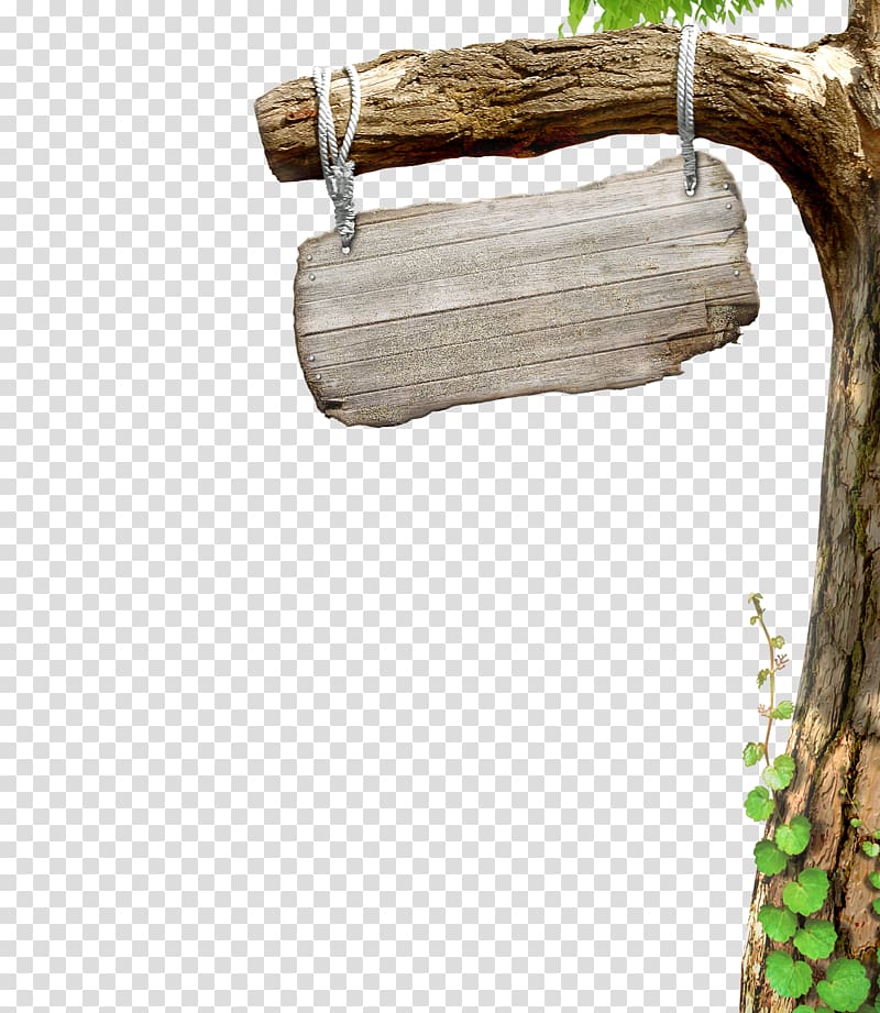 brown wooden signage hanging on tree illustration, , tree transparent background PNG clipart