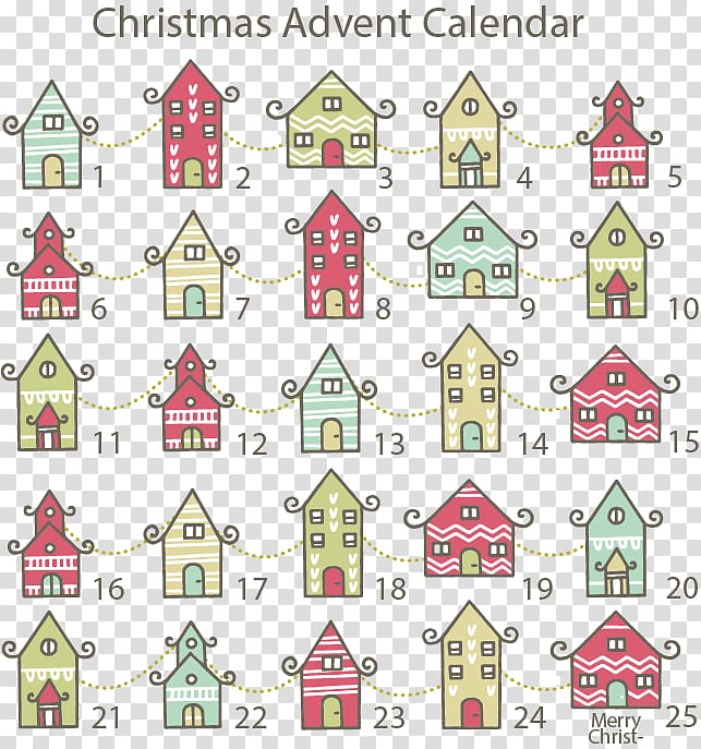 Christmas Countdown, Lovely house Countdown Calendar transparent background PNG clipart