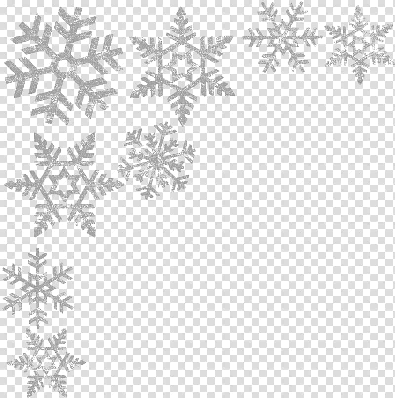 white and black textile, Corner Silver Snowflake transparent background PNG clipart
