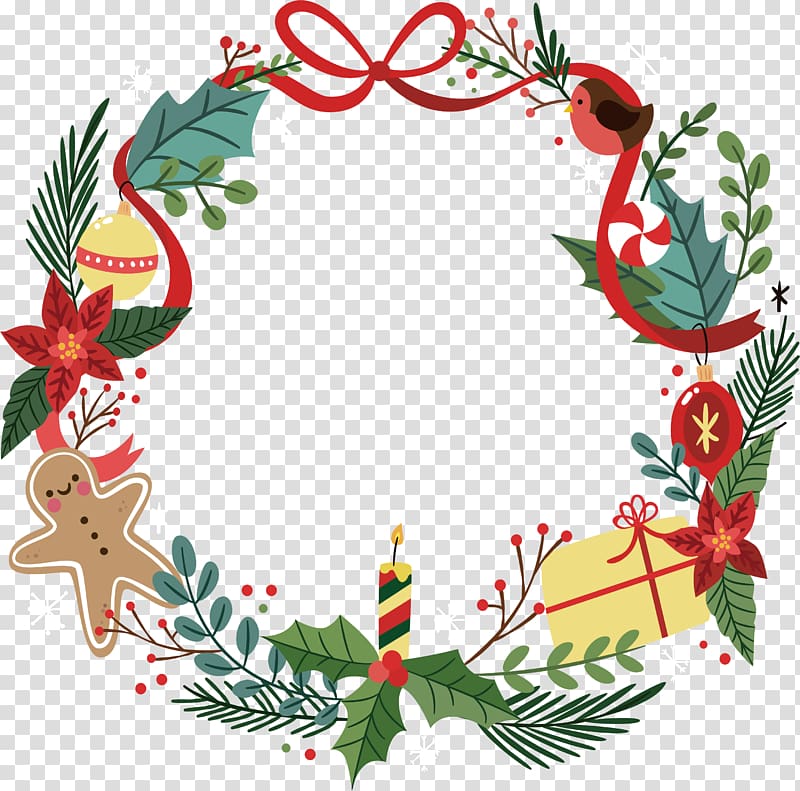 Christmas decoration Santa Claus Christmas ornament Gift, Lovely Christmas garlands transparent background PNG clipart