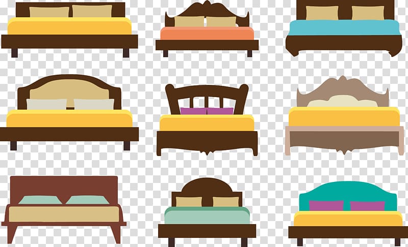 Table Bed sheet Furniture, Double bed set transparent background PNG clipart