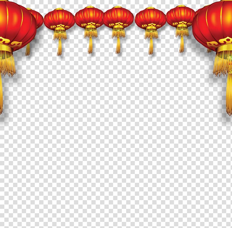 red and gold lanterns , Dragon dance Chinese New Year Lantern Festival, Dragon dance transparent background PNG clipart