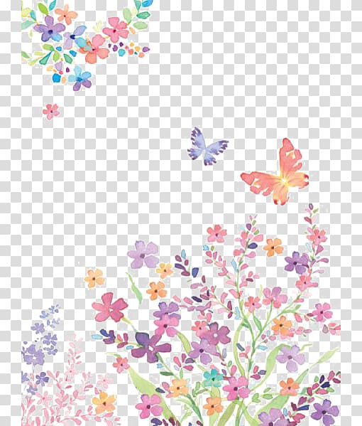watercolor flower printing transparent background PNG clipart