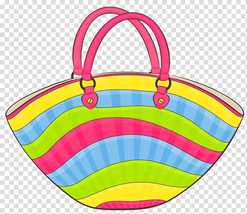green, pink, and yellow bag illustration, Bag Beach , Beach Bag transparent background PNG clipart