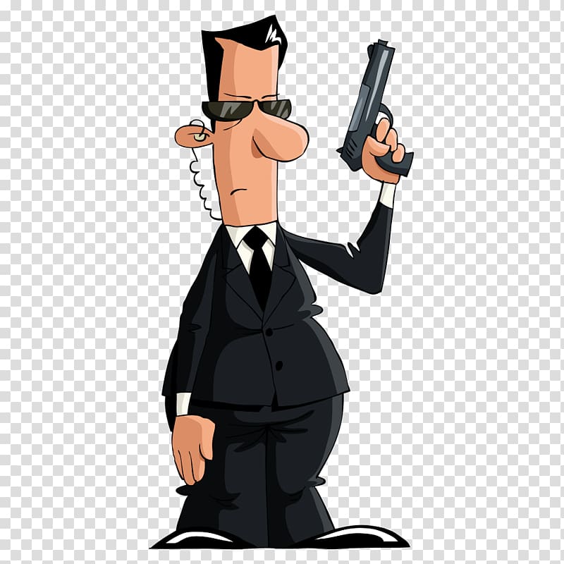 man wearing suit jacket holding gun , Cartoon Drawing Bodyguard , gun man transparent background PNG clipart