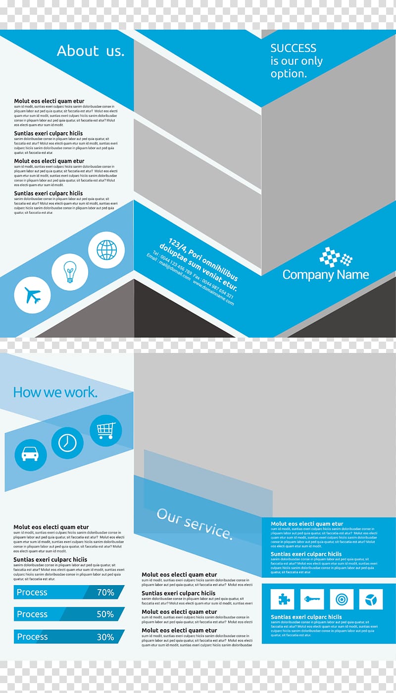 Blue trifold transparent background PNG clipart