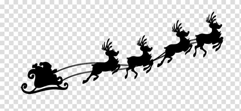 Reindeer Silhouette , Black flying reindeer transparent background PNG clipart