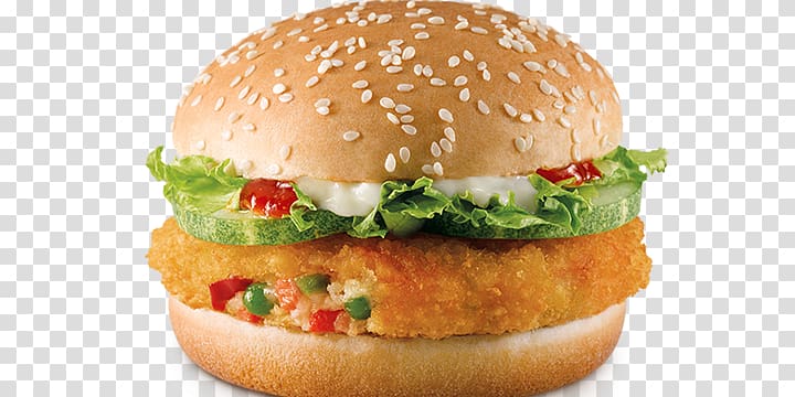 Veggie burger Hamburger Aloo tikki Vegetarian cuisine McDonald's Big Mac, vegetable transparent background PNG clipart
