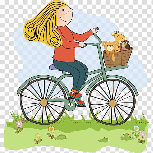 Bicycle Cycling Illustration, Little girl riding a bicycle transparent background PNG clipart