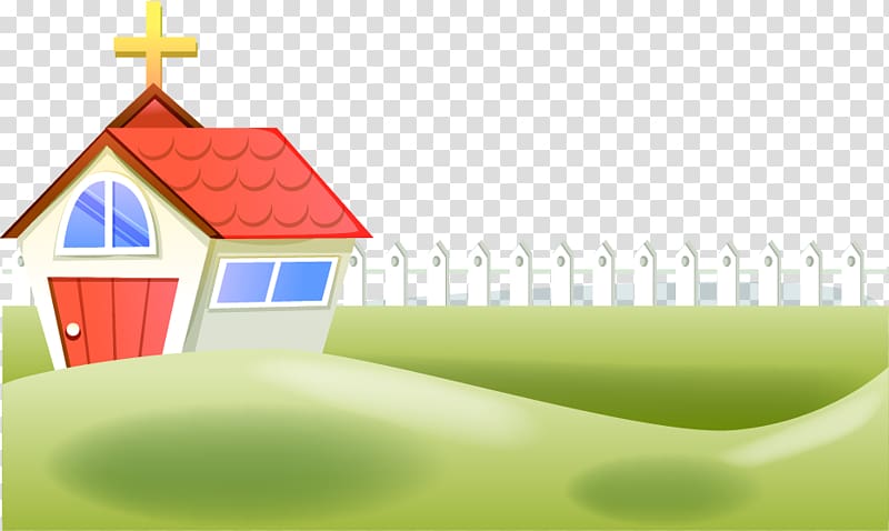 Cartoon Property Illustration, Cartoon spring grass fence fence fence transparent background PNG clipart
