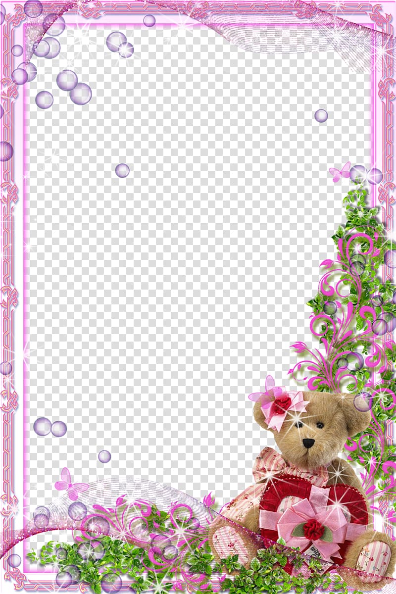 brown bear , frame Purple Violet, Purple frame transparent background PNG clipart