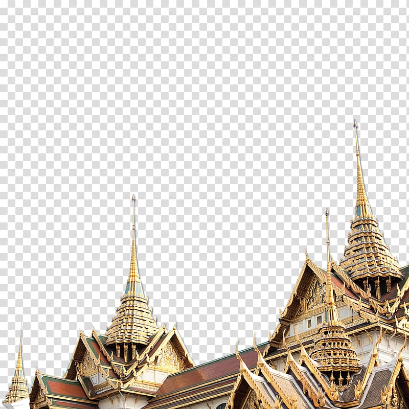 brown and white building roof, Golden Buddha Grand Palace Temple of the Emerald Buddha Wat Arun Jim Thompson House, Thailand travel transparent background PNG clipart
