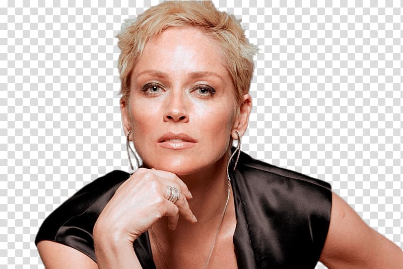 woman put her hand on chin, Sharon Stone Close Up transparent background PNG clipart