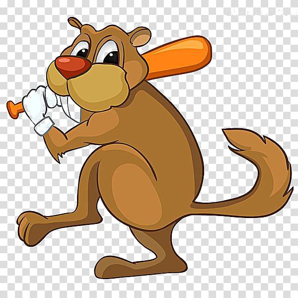 Beaver Drawing Dessin animxe9 Illustration, Creative cartoon dog playing baseball transparent background PNG clipart