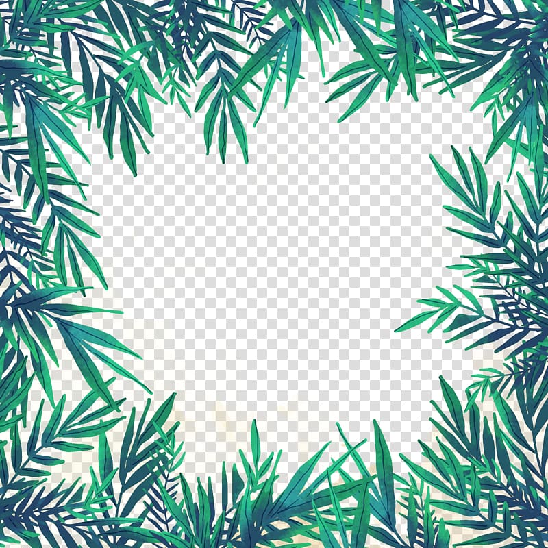 green palm leaves border, Thai Pongal Diwali Pattern, green leaves border transparent background PNG clipart