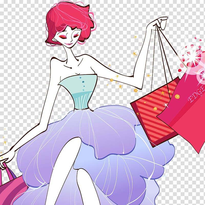 Shopping , Women\'s Day cartoon material transparent background PNG clipart