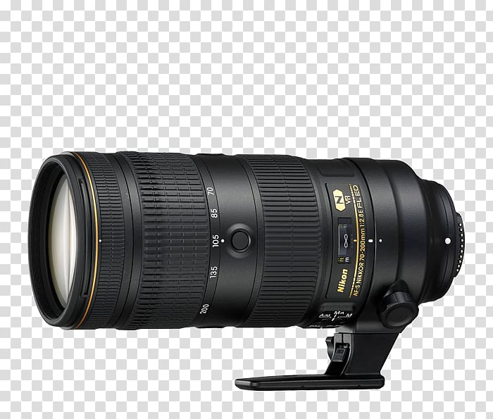 Nikon AF Nikkor 50 mm f/1.8D Nikon AF-S Nikkor Tele Zoom 70-200mm f/2.8E FL ED VR Camera lens Nikon AF-S DX Nikkor 35mm f/1.8G, camera lens transparent background PNG clipart