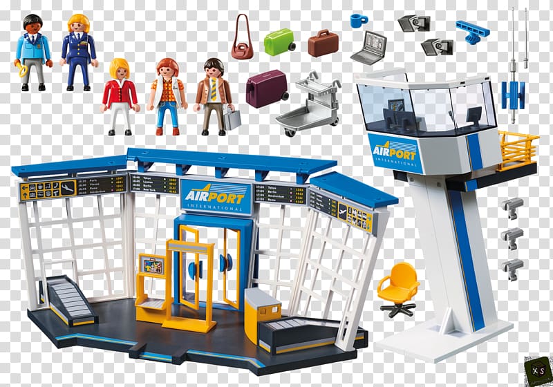 Airplane Airport Playmobil Toy Control tower, airplane transparent background PNG clipart