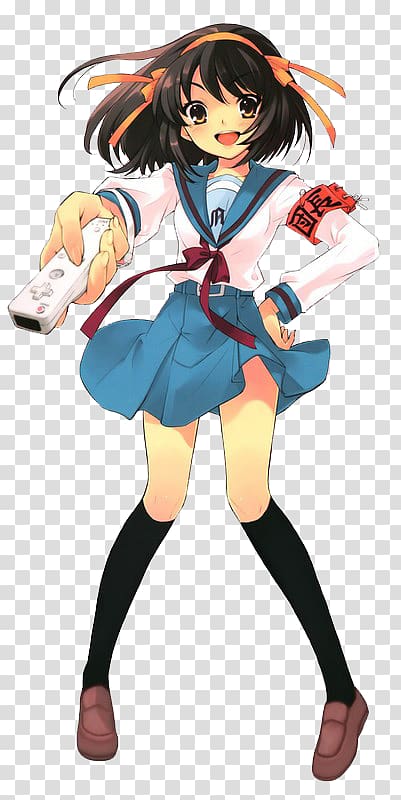 Mikuru Asahina Yuki Nagato Suzumiya Haruhi no Gekidou Haruhi Suzumiya Hare Hare Yukai, Haruhi Suzumiya transparent background PNG clipart